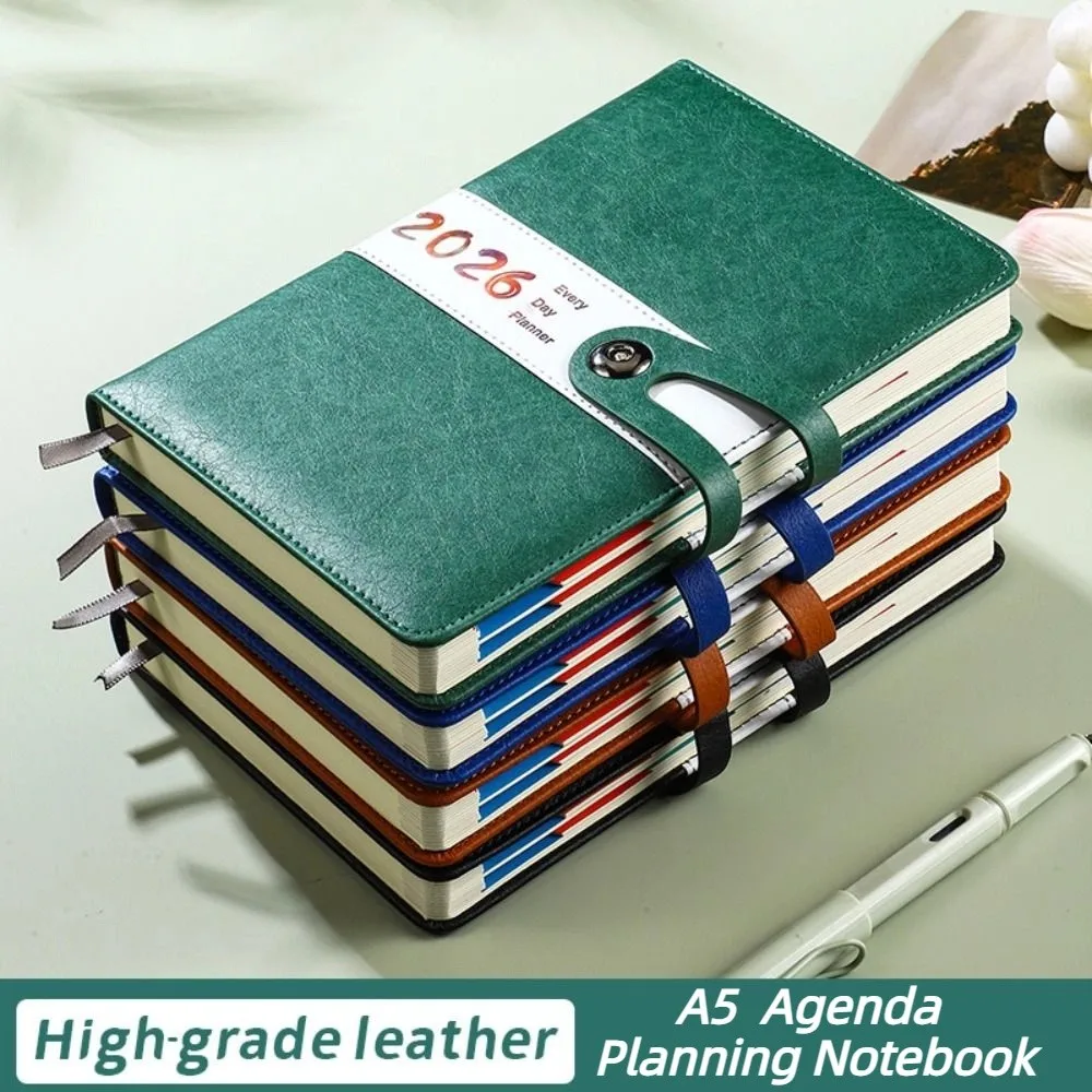 

English 2026 Schedule Planner Notepad 12 Months Wear-resistant A5 Agenda Planning Notebook Thick Paper Bookmark