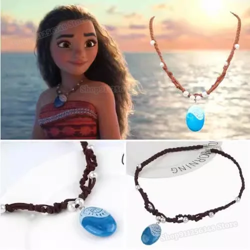 New Moive Moana 2 Necklace for Women Disney Princess Pendants Pearl and Gemstone Neck Chains Fashion Jewelry Charms Accessories