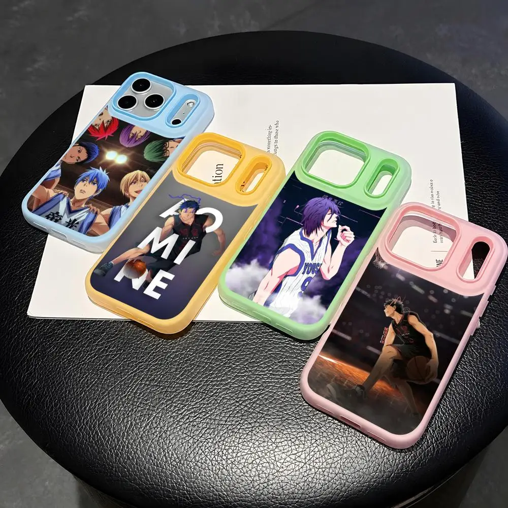 Kuroko No Basket Anime Aomine Daiki Phone Case 2-in-1 Detachable Clear with Card Holder for iPhone 12-17 Soft Multi-Color