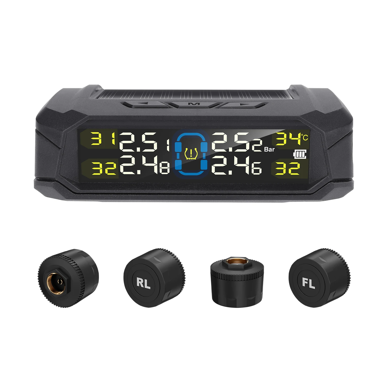 LCD Display TPMS Solar Car Tire Pressure Monitoring System Car Tire Temperature Pressure Monitoring Safety Expert Voice broadcas