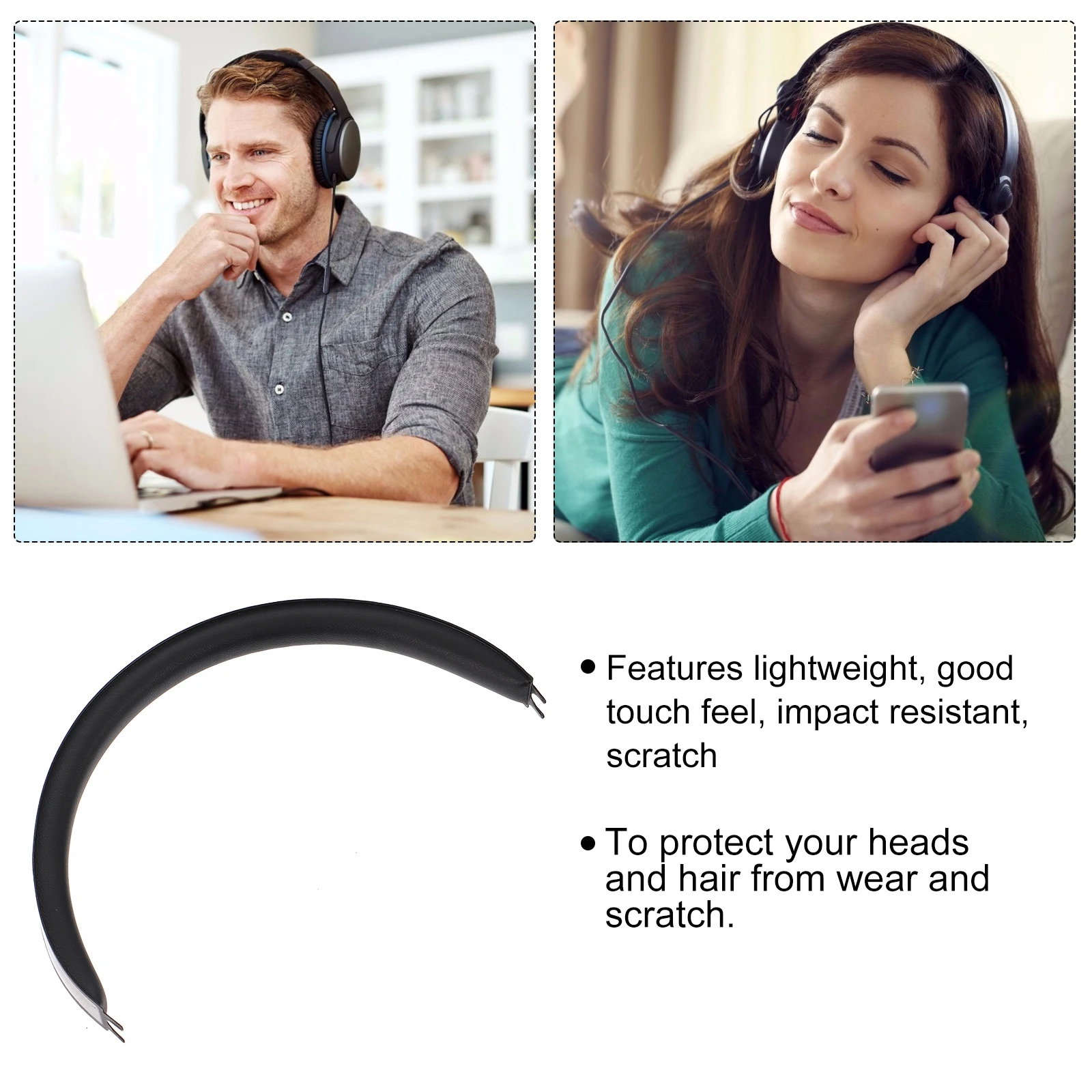 

Head Band Beam Sponge Headset Cover Replacement Earpads Headphone Sleeve Simple Cushion Black Smooth