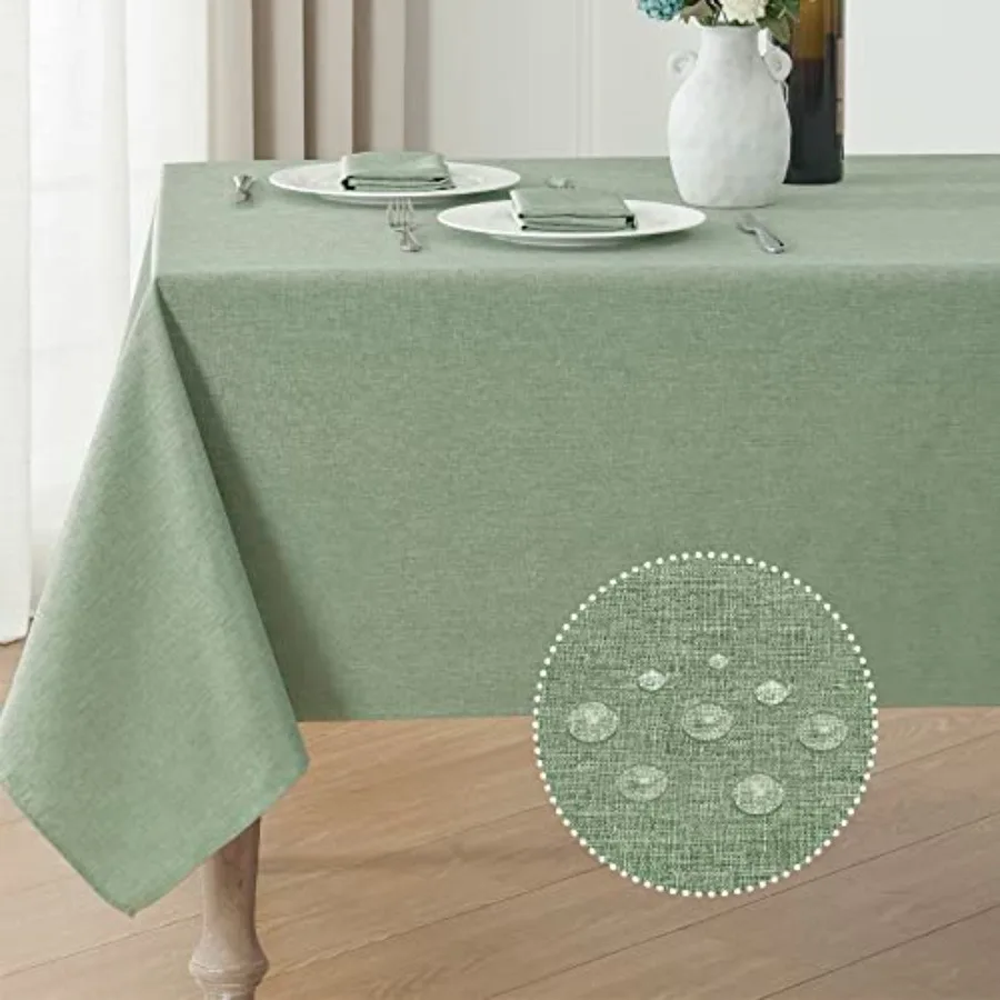 

Rectangle Tablecloth Waterproof Linen Textu Table Cloth Stain and Wrinkle Resistant Washable, Decorative Fabric Table Cover for