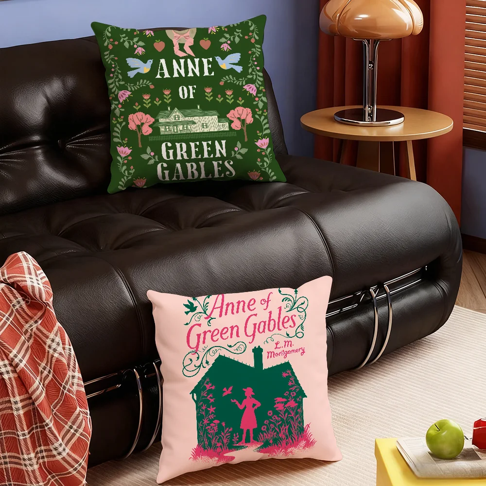 

A-Anne of Green Gables Cute Pillow Case Bedroom Sofa Living Room Backrest Decoration Square Cushion Nap Time