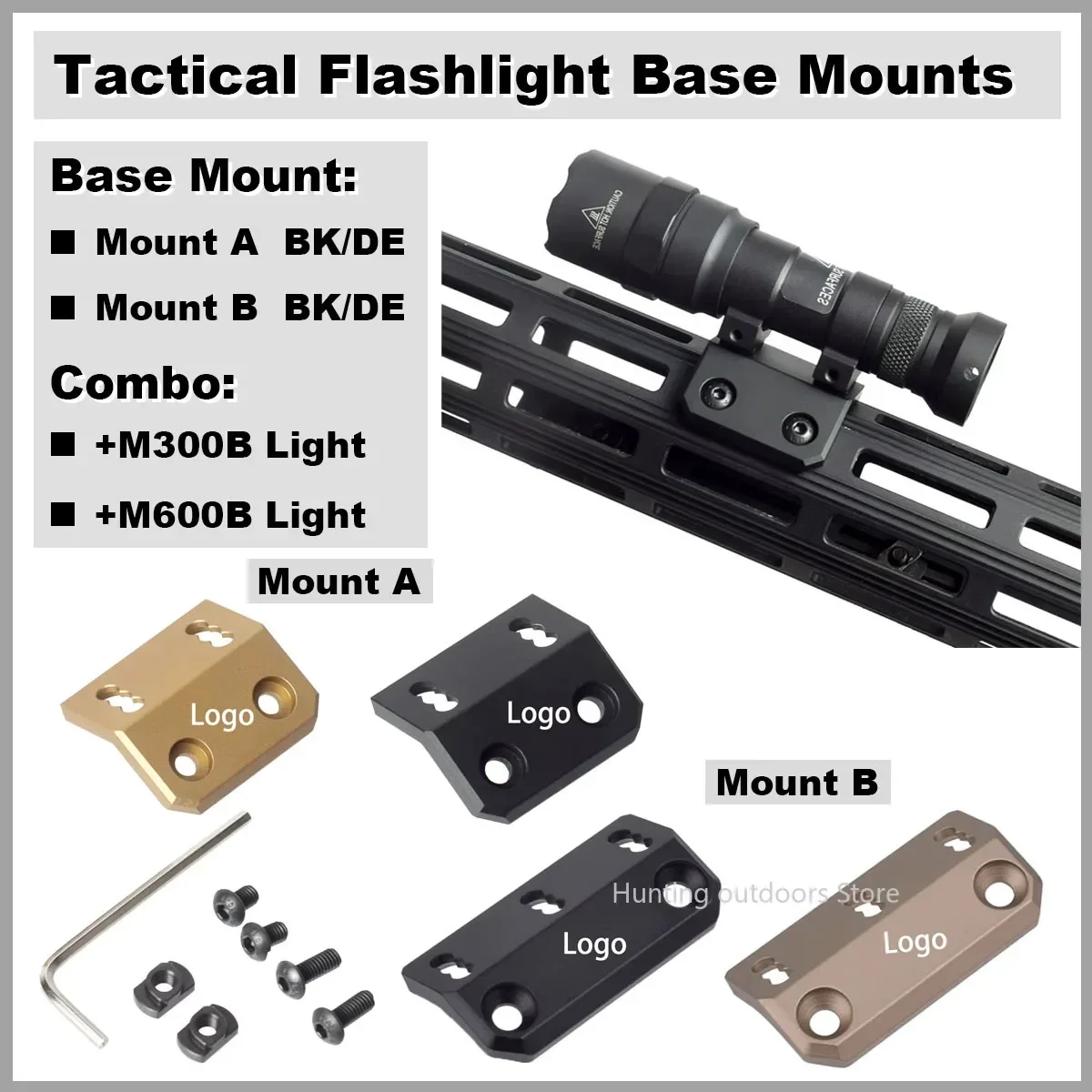 M300B M600B Base de montaje compensada para linterna táctica