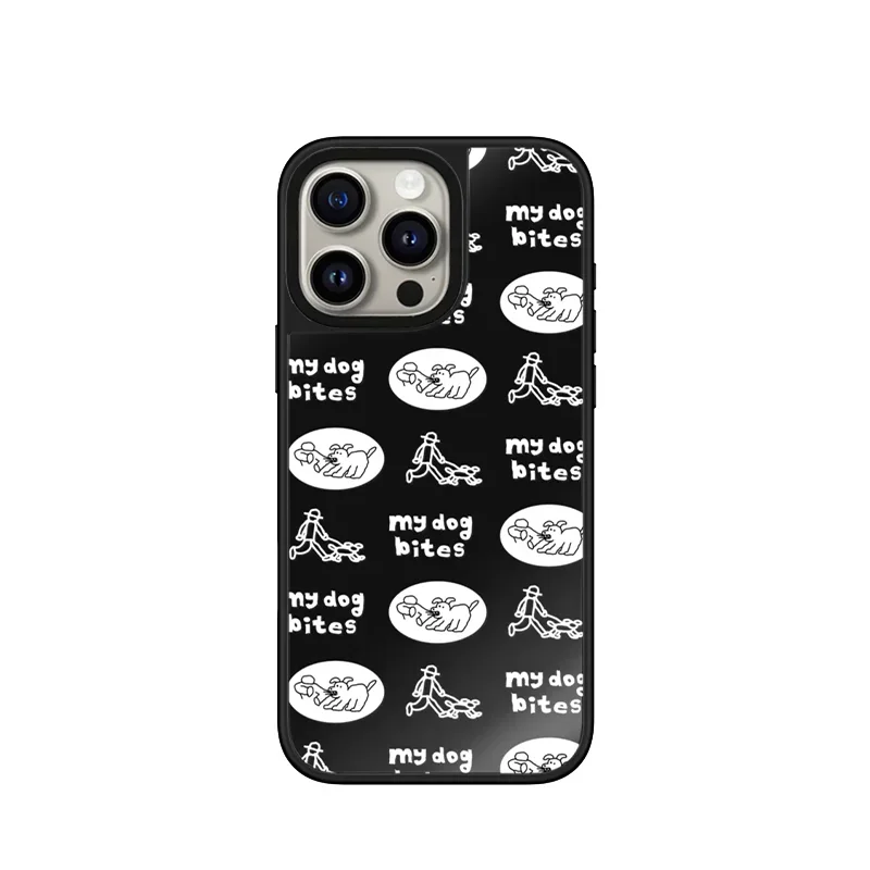 

Sticker Letter Dog Black Mirror Magnetic Phone Case Cover for IPhone 17 16 15 14 13 12 Pro Max Case