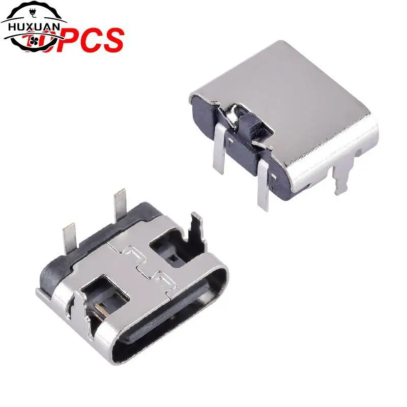 10pcs 2 Pin Micro USB Type C Connector Socket USB 3.1 Type-C Female Power Jack Dock DIY Mobile Phone Charging Port Connector