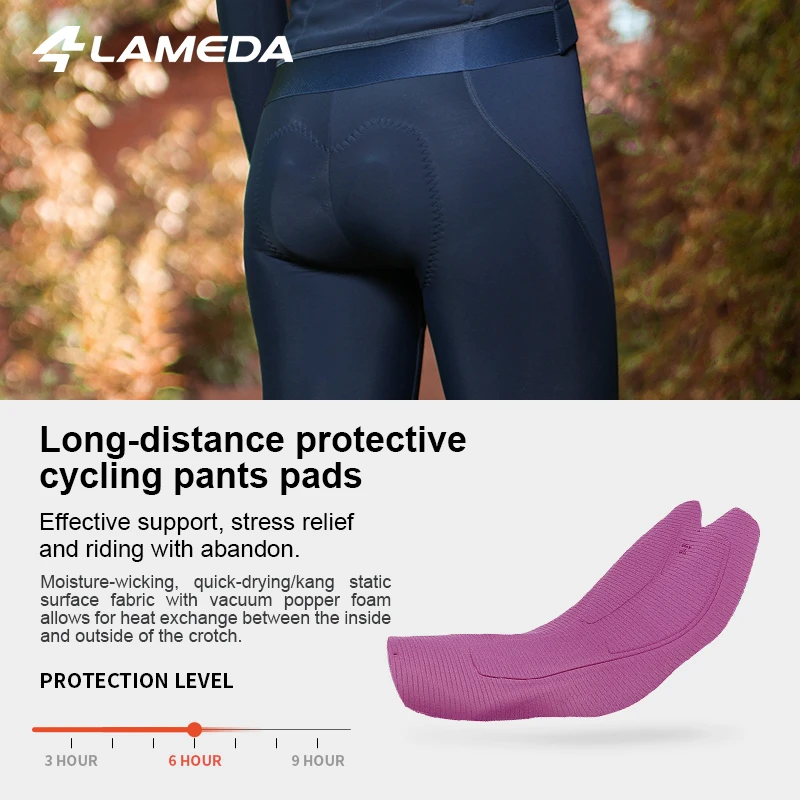 LAMEDA Women's Winter Cycling Bib Pants Windproof Padded Fleece Biking Bibs Tights with Shoulder Straps MTB Cycling Clothing