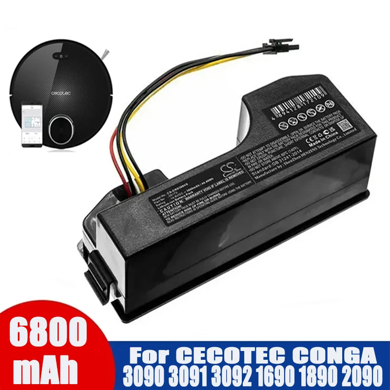 

CECOTEC CONGA 3090 3091 3092 1690 1890 2090 Robot Vacuum Cleaner Battery Pack Replacement Accessories 14.4 Volts 6800mAh Battery