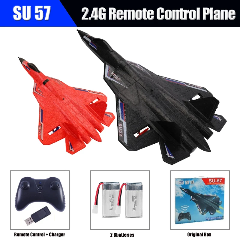 

RC Plane SU57 Radio Controlled Airplane with Light Fixed Wing Hand Throwing Foam Electric Remote Control Plane Toys for Children