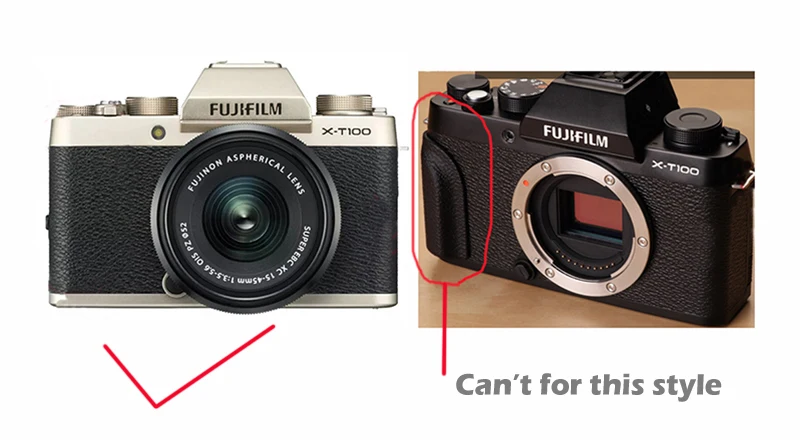 Bolsa de câmera portátil de couro PU para Fujifilm Fuji X-T100 XT100 X T100 Conjunto de meio corpo com abertura de bateria