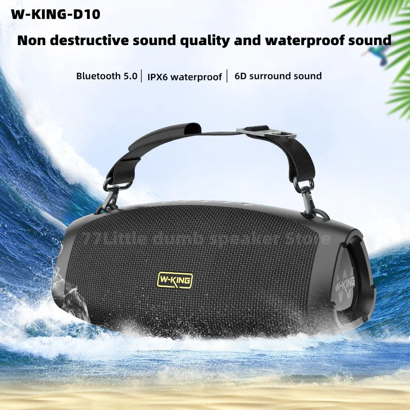 

W-KING D10 War Drum Boombox Portable K Song Bluetooth Speaker 6D Stereo Super Bass Column 60W Outdoor IPX6 Waterproof Subwoofer