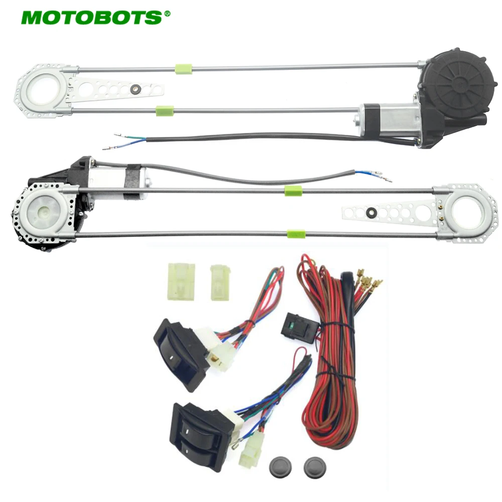 

MOTOBOTS Universal Front 2-Doors Car Auto Electric Power Window Kits with Set Switches and Harness