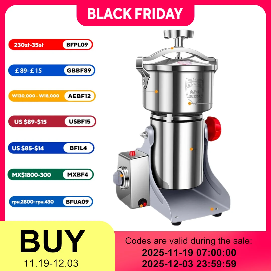 800g/1000g Chinese Herbal Medicine Crusher Grinder Household Fine Electric Small Multi-Functional Mill Grain Crusher