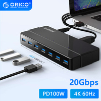 ORICO 7 4 Port USB 3.0 HUB with 12V Power Adapter USB Splitter OTG Adapter For Notebook Desktop Laptop PC Computer Accessories