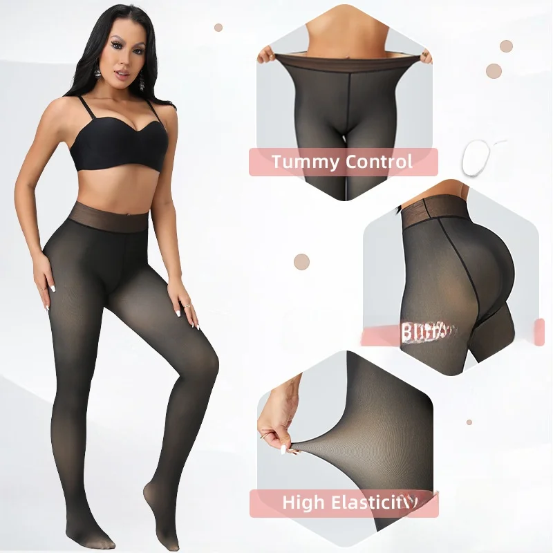 Leggings thermiques transparents à entrejambe melon, taille plus, couleur chair, pantalon long pour femme, automne, mode, vêtements de sport