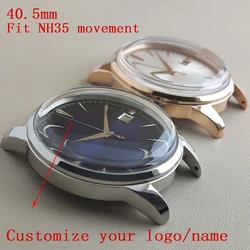 40.5mm Case NH35 Case Customized Logo 35mm Dial Stainless Steel Case Waterproof Men‘s Watch Accessories Fit NH35 Movement