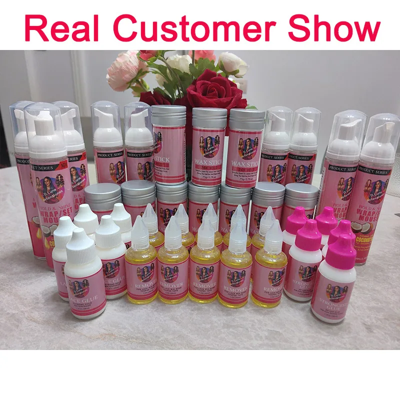 LOGO Custom Label Lace Wig Glue Remover Lace Melting Spray Lace Tint Mousse Wrap Set Hair Mousse Lace Melt Mousse 5Pcs