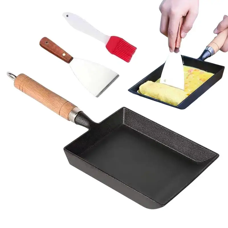 1Pc Japanese Cast Iron Pan Tamagoyaki Frying Pan Thick Square Omelette Pan Non Stick Pan Fry Egg Pancake Kitchen Cookware