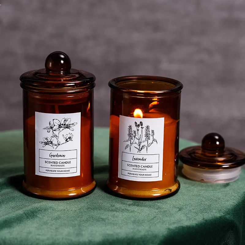 Vintage Glass Jar Scented Candle Essential Oils Soy Wax Candle Aromatherapy Room Home Decoration Birthday Xmas Gift Photo Props