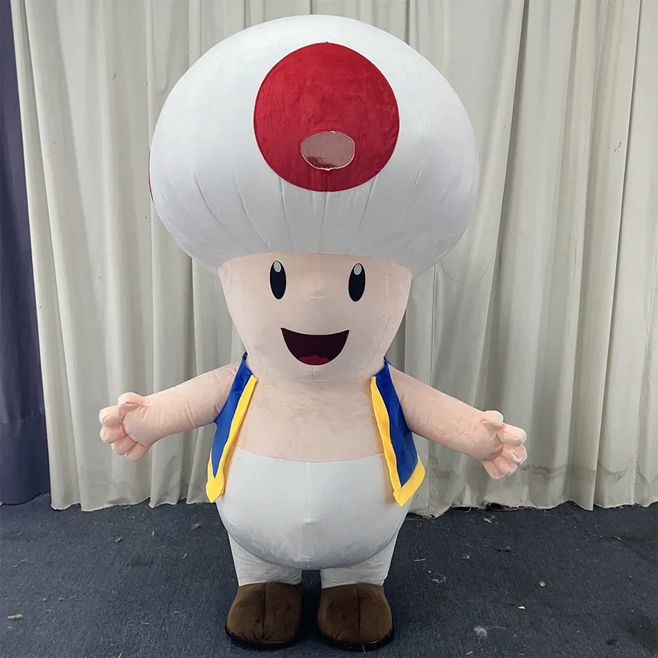 

Plush Inflatable Mushroom Toad Mascot Costume Cartoon Character Toadstool Suits Halloween Christmas Advertising Activity Dress