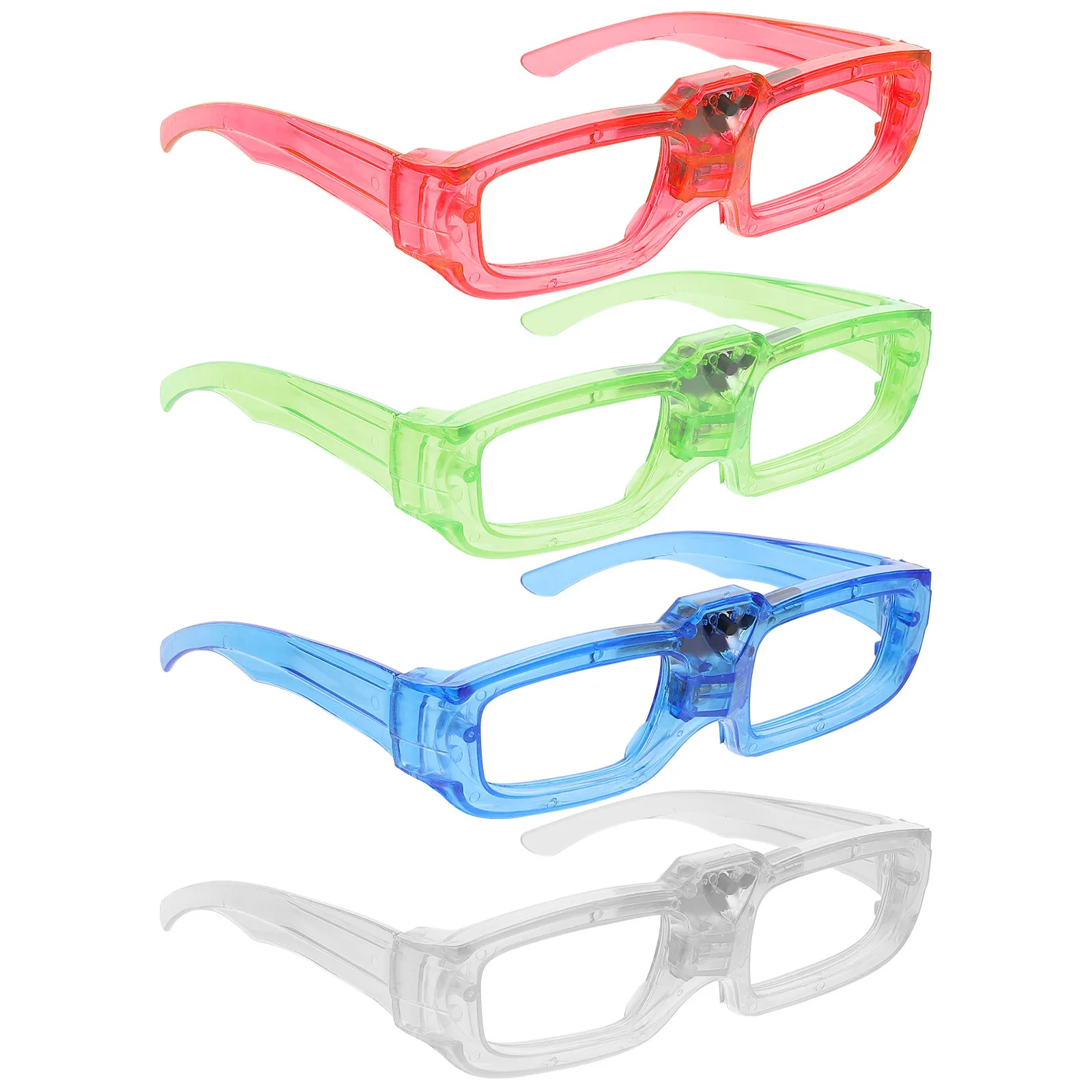 

4Pcs LED Luminous Glasses Square Frame Nightclub Dancing Party Glasses Photo Prop Party Luminous Eyeglasses