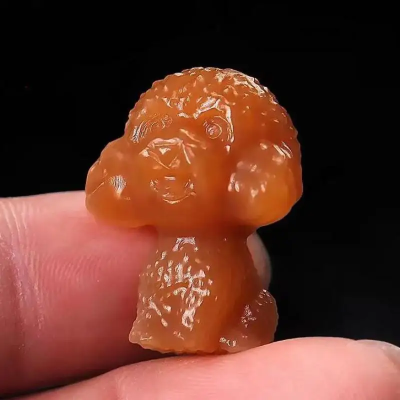 Natural Jade Stone Dog Statue Ornament Home Decoration Accessories For Living Room Miniature Decorations Crafts Teddy Statue