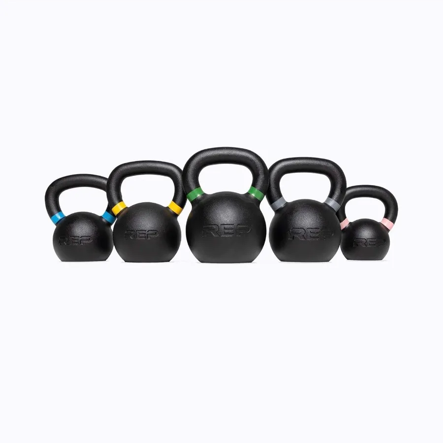 مجموعة Kettlebell والفردي من 4 كجم إلى 24 كجم من 9 رطل إلى 53 رطل، وزن قابل للتعديل من الحديد الزهر، تدريب القوة لصالة الألعاب الرياضية المنزلية