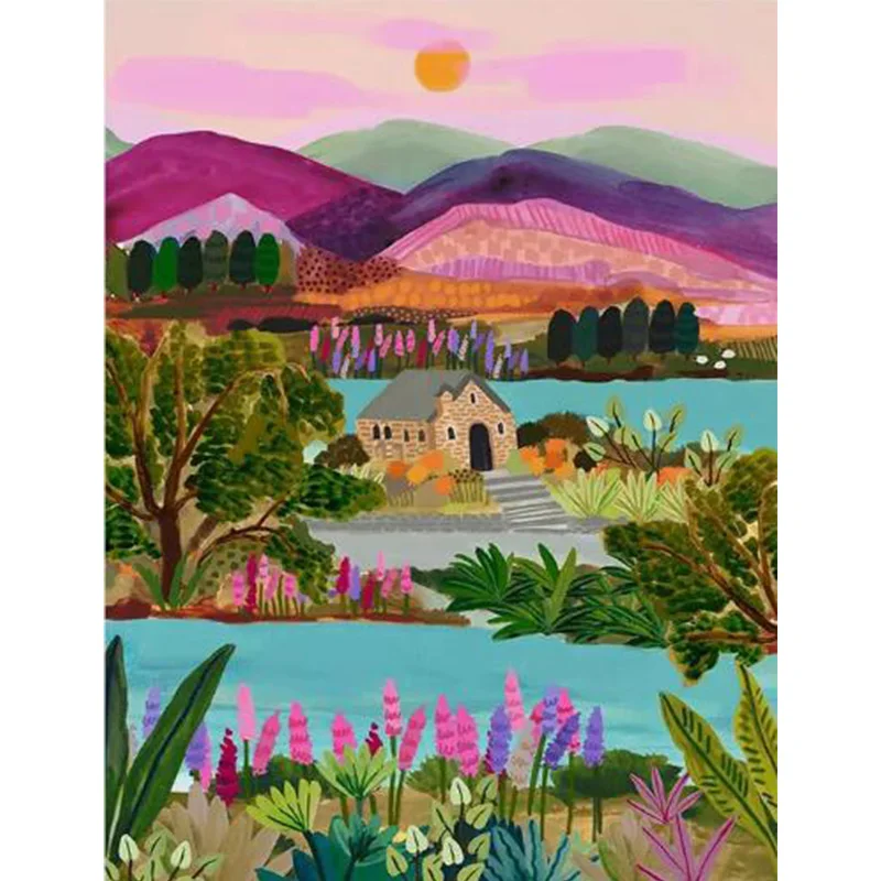 

AB Diamond Cross Stitch Painted Oil painting landscapes 5D DIY Diamond Embroidery Rhinestone Painting Diamond Painting