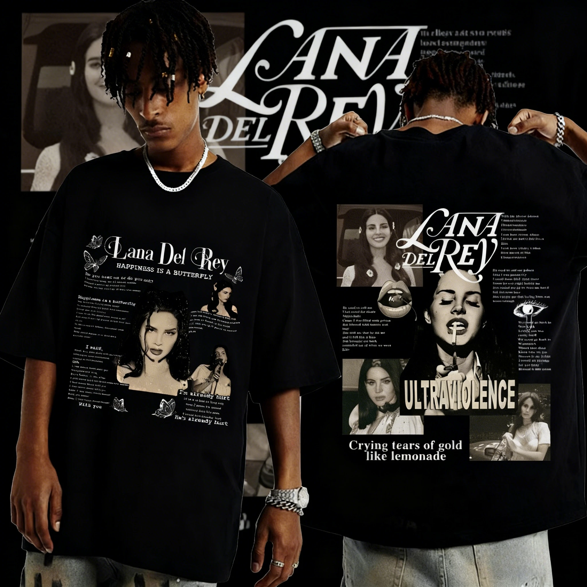 

2025 Fashion Women T Shirt Singer Lana Del Rey Ultraviolence Music Album TShirt Vintage Hip Hop 100% Pure Cotton Printed T-shirt