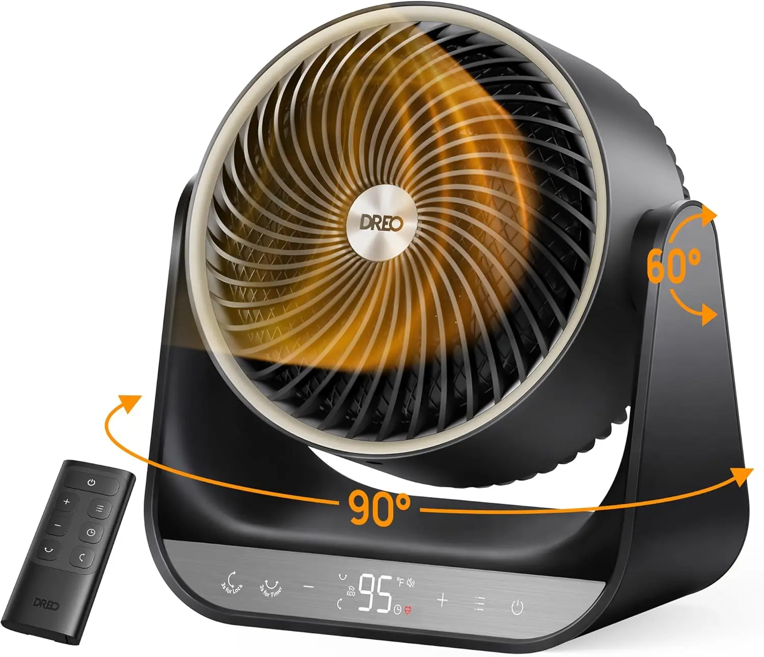 

Whole Room Heater 714, 60° Vertical & 90° Horizontal 3D Oscillating Heating, 12 ft/s Long-Range Circulator, 3 Heat &amp