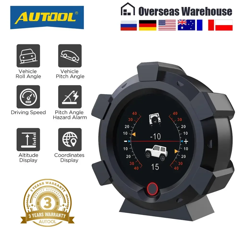 AUTOOL X95 Multifunctional GPS Speed PMH KMH Slope Meter Inclinometer Car Compass Pitch Tilt Angle Protractor Latitude Longitude