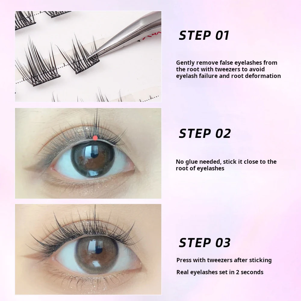 ﻿ QSTY Self Adhesive Lash Clusters Eyelashes,Press-on Lashes 10-13mm Individual Lash Extension Kit with Lash Tweezers,No Glue Ne