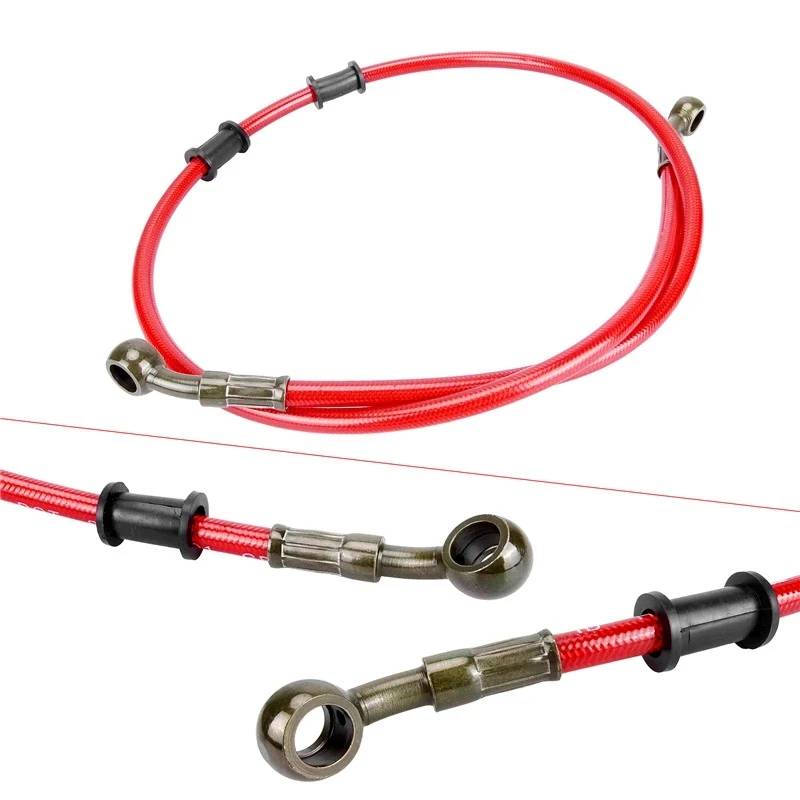 

M10 50-120cm Motorcycle Dirt Bike Braided Line Steel Brake Hose Cable Hydraulic Banjo Pipe Universal Fit Racing