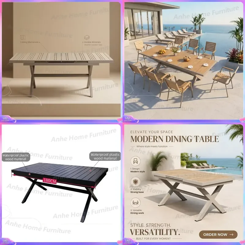 for Factory supply aluminum retractable outdoor tables retractable plastic wooden patio tables wholesale and distribution