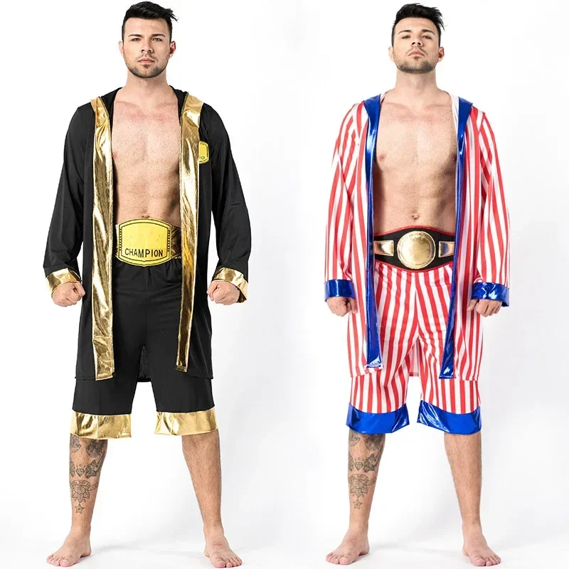 Adult Man Women Boxing Uniform Boxer Robe Costume Halloween Party Fancy Dress