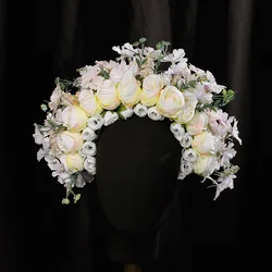 Seda flor flor Headband, Cabelo flor Hoop, Capacete