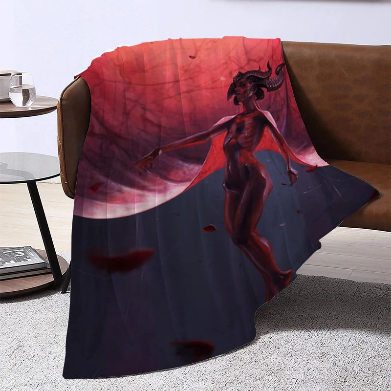 Double Bed Blankets & Throws Diablo 4 Fleece Blanket Fluffy Soft Blankets for Decorative Sofa Furry Summer Comforter Throw Anime