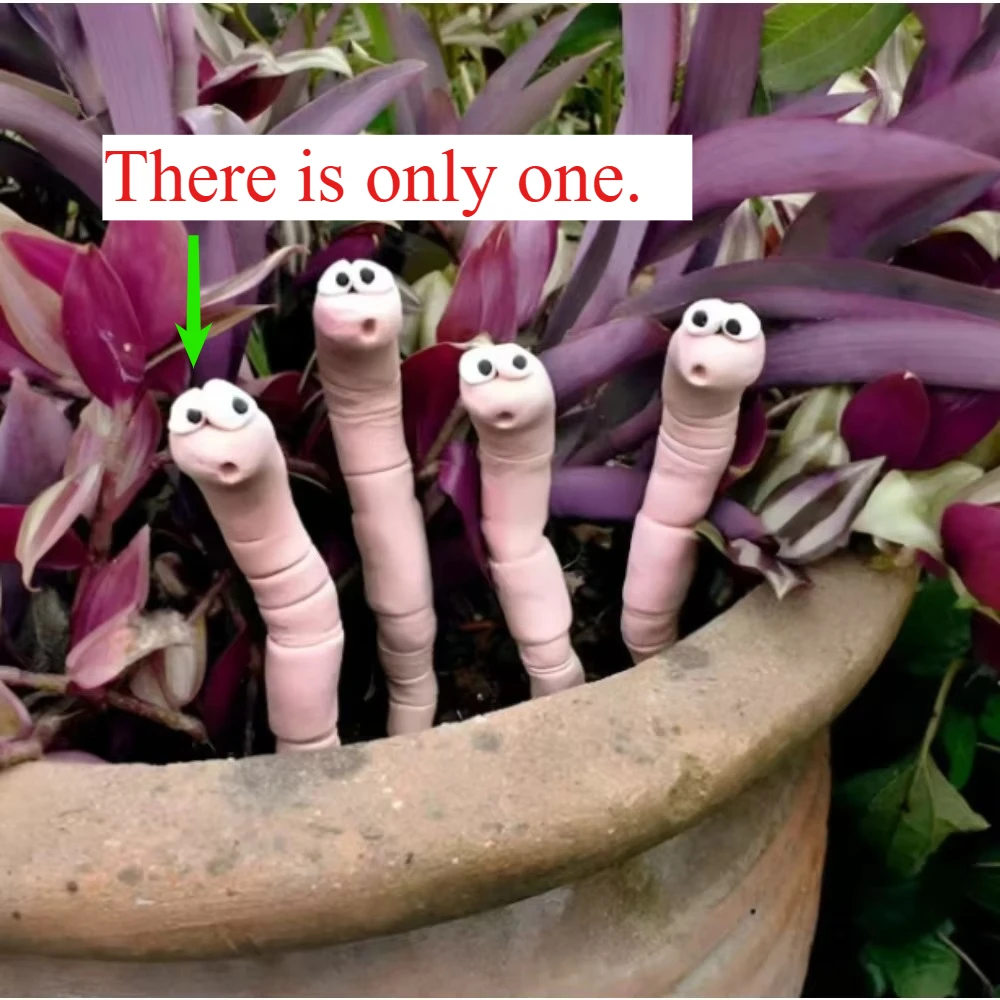 1PCS Potted plant humidity monitor, measuring soil moisture cute little earthworm plant companion