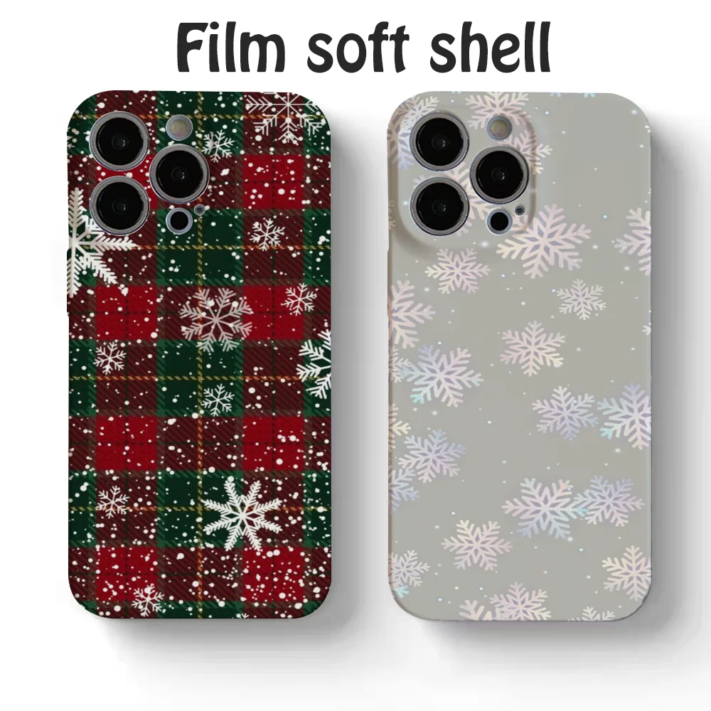 

Winter snowflakes Phone Case Feilin INS for iPhone17 16 15 14 13 12 11 Pro Max Plus Liquid silicone soft shell