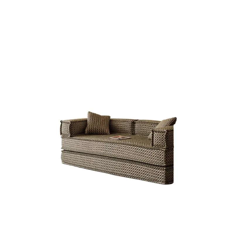 

Retro woven plaid fabric sofa apartment size available double living room furniture