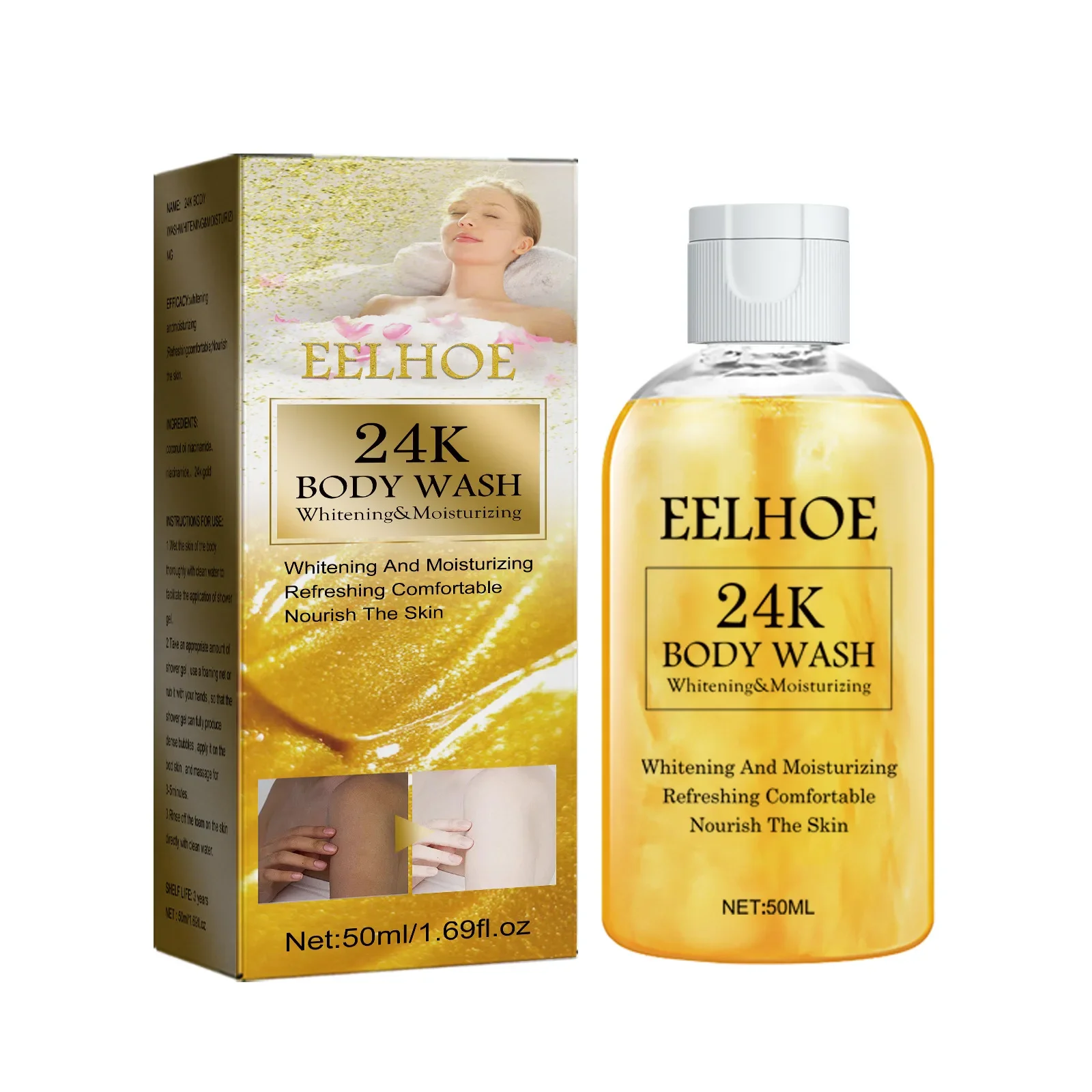 

Sdatter EELHOE 24K Gold Whitening Body Wash Shower Gel Deep Cleansing Long Lasting Fragrance Skin Brightening Moisturizing Beaut