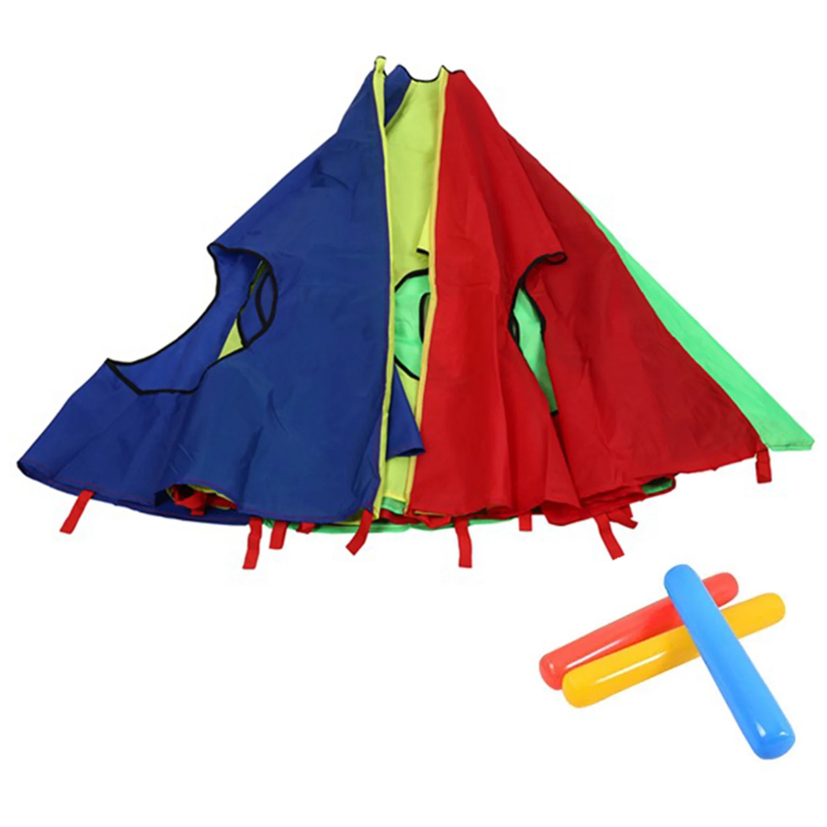 2X Rainbow Parachute Parachute 6 Feet, Play Parachute Outdoor Game (W Mouse) Activity  With 6X Air Sticks 2M