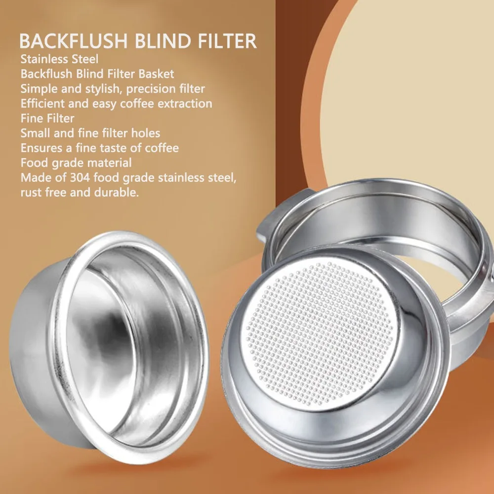 304 Stainless Steel Backflush Blind Filter 58mm 51mm Portafilter Insert Basket Silver 54mm Backflush Insert Filter