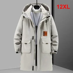 Winter Long Parkas Men Thick Jackets Coat 12XL Plus Size Fashion Casual Waterproof Parkas Male Winter Black Coat Big Size 12XL
