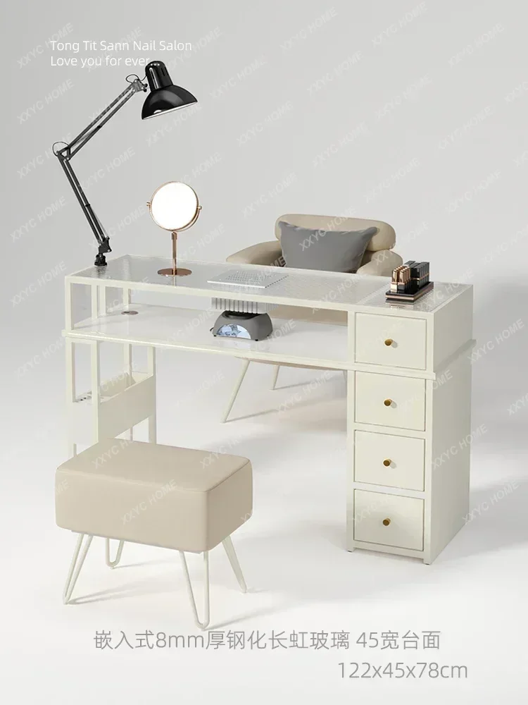 

Большой маникюрный стол из стекла с вакуумным пылесосом, черный маникюрный стол и стул в комплекте