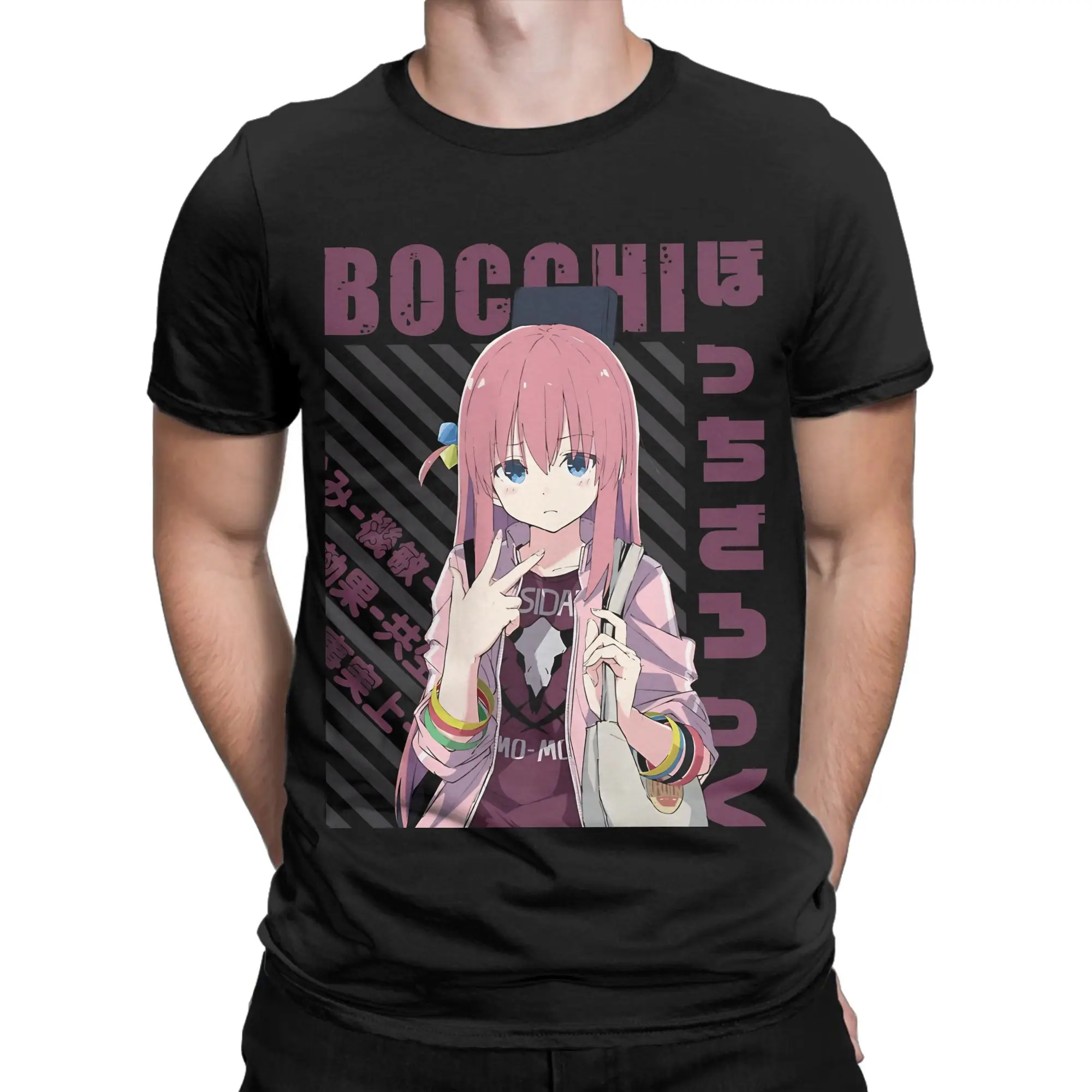 Grunge Anime Music Art  Classic Bocchi the Rock Novelty Graphic 100% Cotton T-Shirt Tees Tops For Men