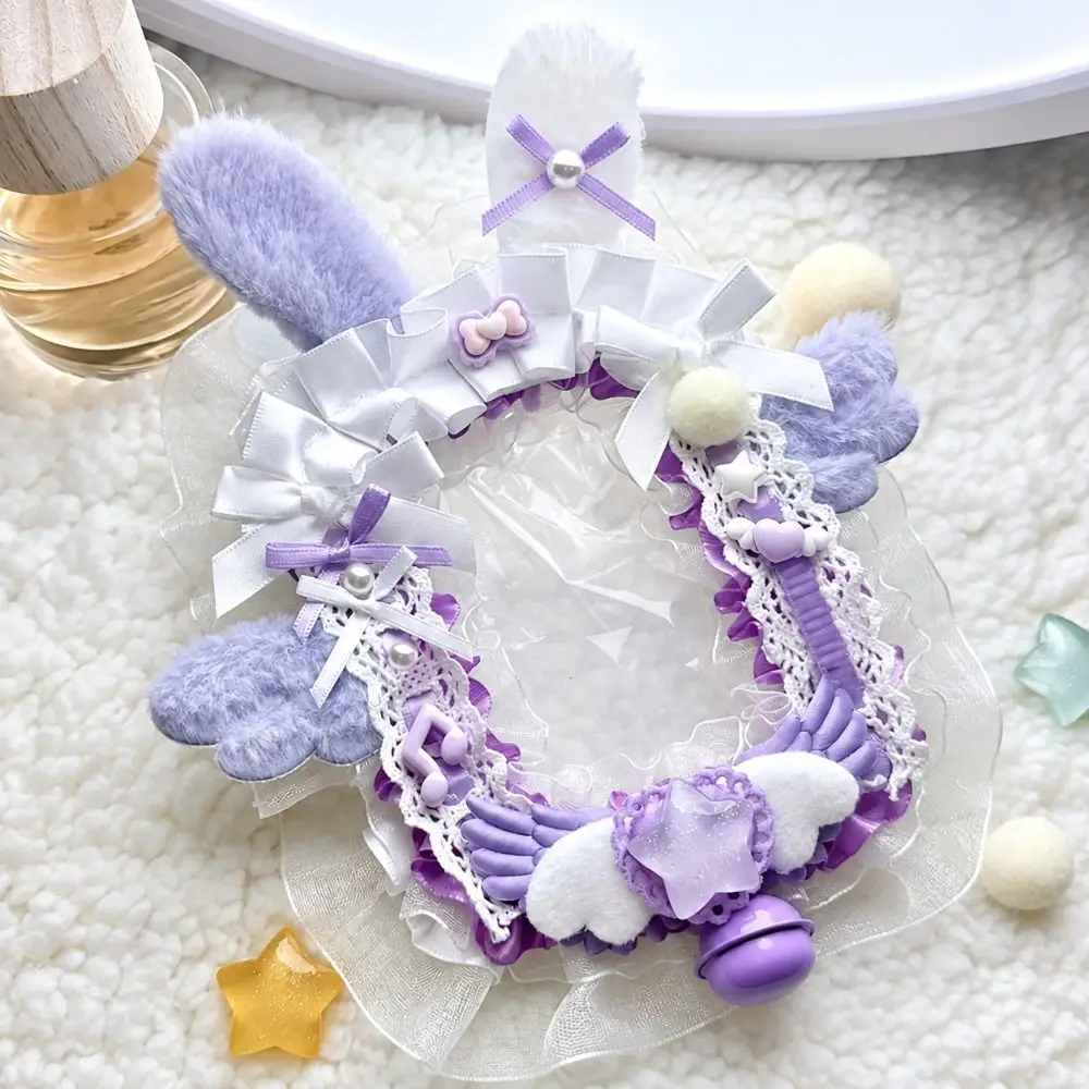 Lace Bow Lace Photocard Holder Cute Cartoon Style Transparent Photocard Case Cat Ear DIY Bag Decoration Stationery Supplies