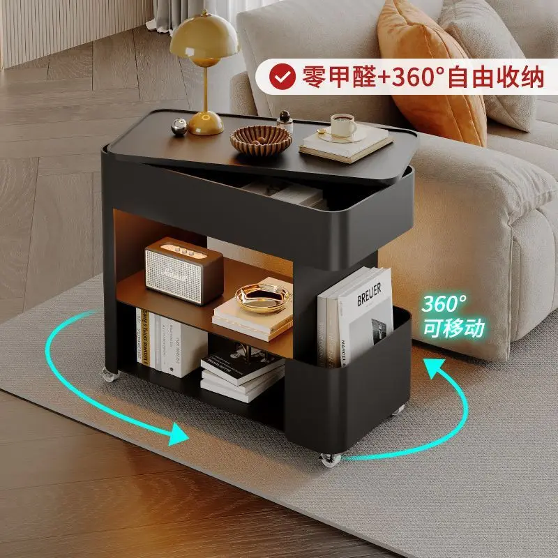 A nova sala de estar é leve e luxuosa, carrinho de mesa móvel, sofá pequeno para apartamento, várias mesas de cabeceira