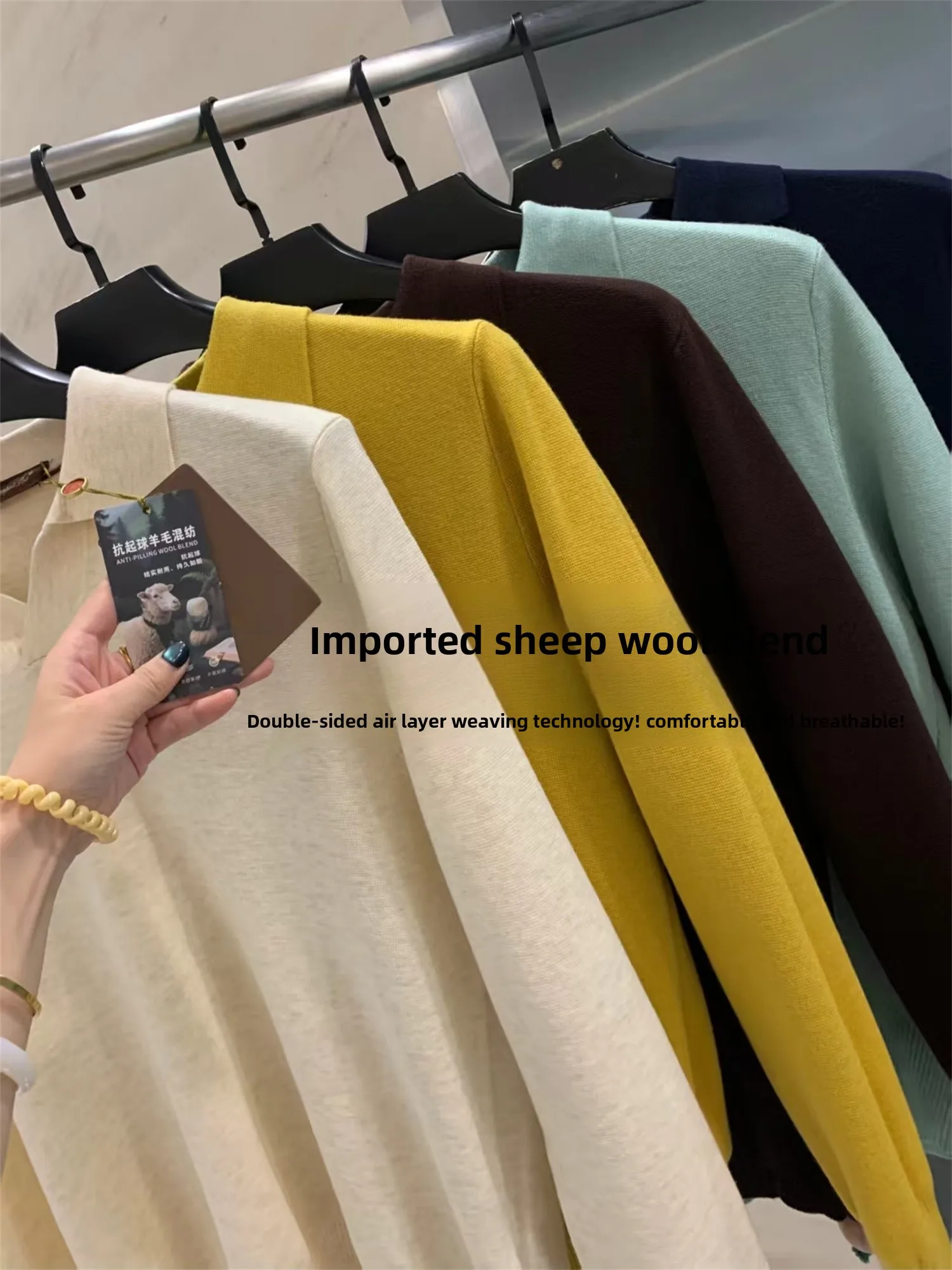 

Premium Feel Ne Knitwear Wool Blend Retro irt Layering Autumn Winter Men's Casual Sle Long Sve Breathable