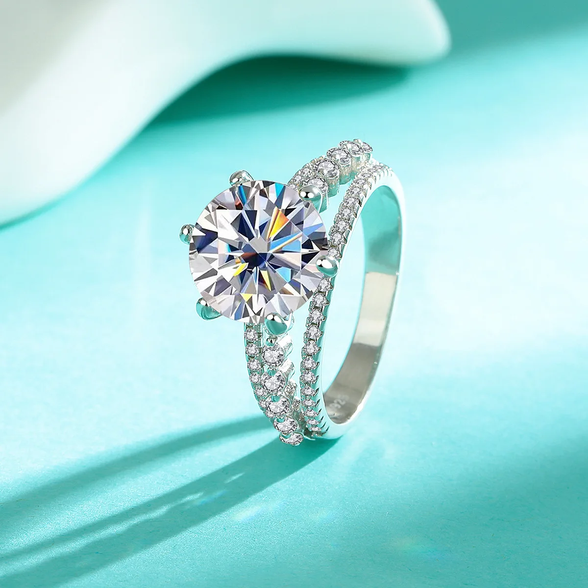 

S925 Sterling Silver 5 Carat Moissanite Ring Luxury Premium Wedding Ring Wedding Accessories